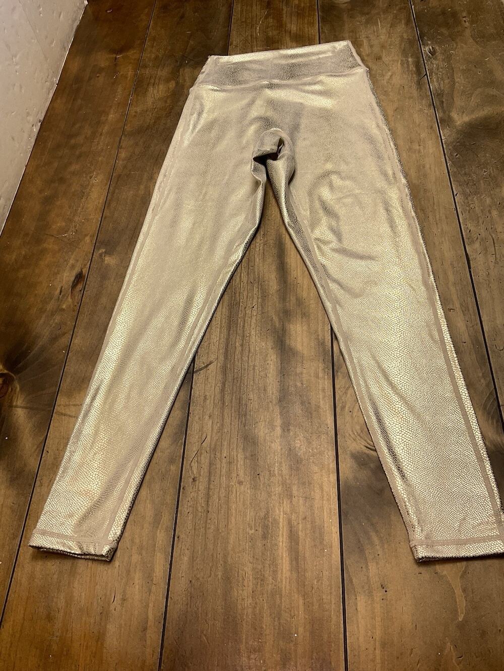 BuffBunny Metallic Gold Leggings Snake High Waisted Size Small